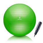 BODYMATE Exercise Ball - E-book with exercise guides included - Gym-quality Swiss balls for fitness, birthing, pregnancy - Air pump included - Anti-Burst - 55cm - Lime-Green