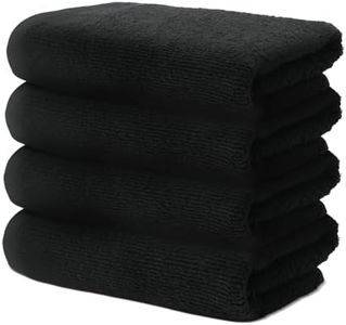 Juego de Toallas - 4 Toallas de Manos o Lavabo 50x100cm - para Hogar. Peluquería. Manicura - 100% Algodón Premium - Ultra Suave & Absorbente - Certificado Oeko-Tex - 500g/m2 - Ôhm - Negro