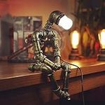 Table Lamps, Steampunk Lamp Vintage Industrial Antique Iron Metal Robot Pipe Desk Table Lamp Creative Robot Style Desk Lamp Art Decoration Style (with 2 Bulb)