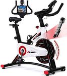 CHAOKE Indoor Cycling Bike with Quieter Heavy Flywheel Magnetic Resistance,Comfortable Seat Cushion,Exercise Bike Stationary,Silent Belt Drive, iPad Holder and LCD Monitor 2022 Upgraded Version