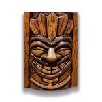 Kush Handicrafts Tiki Art Wall Hanging Tribal Mask Smiling Laughing Home Decorative and Showpiece | for Gift, Office & Home Decor (Wood-Textured)
