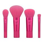 Real Techniques Limited Edition High Shine Mini Brush Kit, Travel Size Makeup Brush Set, For Liquid & Powder Makeup Products, Buildable Coverage, 4 Piece Gift Set