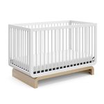 Storkcraft Santorini Deluxe 5-in-1 Convertible Crib with Bonus Toddler Guardrail (White with Driftwood) – Includes Toddler Guardrail, Fits Standard Crib Mattress