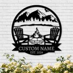 Personalized Camping Signs | Custom Metal Sign | Custom Mountain Campfire Sign | Custom Signs Outdoor Metal | Family Name Sign | Personalized Campfire Name Sign | Metal Wall Art | Camping Signs