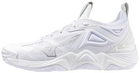 Mizuno Womens Wave Momentum 3 Women's Volleyball Shoe, White-Silver, 9