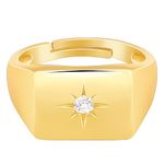 GIVA 925 Silver Golden Rose Star Ring for Him, Adjustable | Rings for Men and Boys | With Certificate of Authenticity and 925 Stamp | 6 Month Warranty*