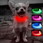 DOMIGLOW Flashing Led Dog Collar - USB Rechargeable Lighted Dog Collar Glow in The Dark Adjustable LED Collars for Your Small Dogs and Cats (XS (Pack of 1), Red)