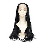 Synthetic Braided Lace Front Wig For Black Women (African American Box Braids Wigs) Black Color (16 Inch)