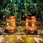 2 Pack Hummingbird Garden Solar Lantern, Metal Solar Hummingbird Lantern Outdoor Waterproof Hummingbird Decorative Light Garden Decor Perfect Hummingbird Gifts for Women Mom Grandma