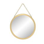 SANY DAYO Home 30cm (12 inches) Real Glass Gold Round Mirror with Chain, Metal Framed Small Wall Hanging Circle Bathroom Mirror for Home, Office, Door