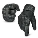 Hand Fellow Leather Motorbike Motorcycle Gloves Heavy Duty Thinsulate 3M Hipora Windproof Waterproof Winter All Weather Gloves Touch Screen hard Knuckle (L, Non Perforated Water Proof)