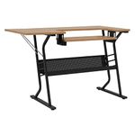 Sewing Online Small Sewing Table, Maple Top with Black Legs - Sewing Machine Table with Adjustable Platform, Drop Leaf Extension, & Storage Shelf | Quilting Table/Computer Desk - 13368