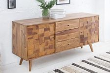 Reliable Furniture Solid Sheesham Wood Sideboard Cabinet for Living Room | Free Standing Movable Tv Unit Side Board Table with Drawers & Cabinet Storage Furniture for Home | Sheesham Wood, Honey Brown