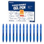 Volcanics Retractable Clicker Erasable Gel Pens - 0.7mm Ball Point, Heat Erase with Built-in Eraser, 12 Pack Blue