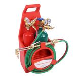 nawoefii Oxy Acetylene Torch Kit, Oxy Acetylene Torch Set with Gauge Oxygen Acetylene Welding Cutting Torch Kit, Portable Brazing Torch Kit with Ergonomic Carrying Handle, Long Pipe Brass Nozzle Red