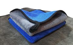 SwalloWorld Super Soft Microfiber Double Layered Designer Hand Towels, Gym & Workout Towels, Car Wash Towels (40X40 CM (Blue-2 Pc)