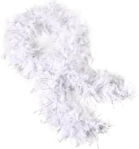 THARAHT White Silver Chandelle Turkey Feather Boa 2 Yards 40g for DIY Craft Home Dancing Wedding Party Halloween Costume Decoration Feather Boa