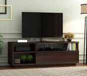 MetalTree Furniture Solid Sheesham Wood TV Unit with 3 Shelves and 1 Drawer Storage - Accommodates up to 55 Inch TV (Lenora, Walnut Finish)