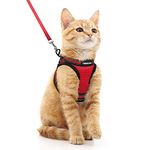 rabbitgoo Cat Harness and Leash Set for Walking Escape Proof, Adjustable Soft Kittens Vest with Reflective Strip for Cats, Comfortable Outdoor Vest, Red, Medium