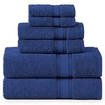 LANE LINEN Luxury Bath Towels Set - 6 Piece Set, 100% Cotton Bathroom Towels, Zero Twist, Quick Dry Shower Towels, Extra Soft Absorbent Bath Towel, 2 Bath Towels, 2 Hand Towels, 2 Wash Cloths - Navy