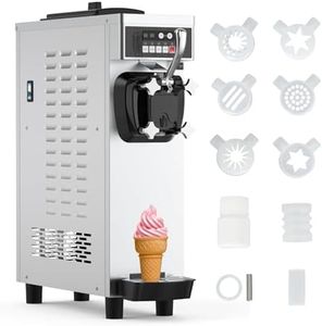 Soft Serve Ice Cream Machine Commercial, 1200W Ice Cream Maker Machine With a Roomy 7 L Hopper & 1.8 L Cylinder, 4.7-5.8 gal/H, LCD Digital Display & Timer, Single Flavor