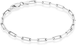 Miabella Solid 925 Sterling Silver Italian 3mm Paperclip Link Chain Bracelet for Women Men, Made in Italy (Length 8 Inches)