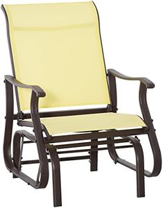 Outsunny Outdoor Glider Chair, Gliders for Outside Patio with Steel Frame and Mesh Fabric for Backyard, Garden, and Porch, Beige