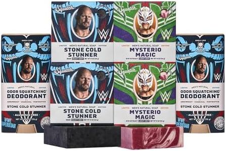 Dr. Squatch Natural Men’s Bar Soap and Deodorant, WWE (6-Pack) | Natural Cold Process Body Soap Bar & Aluminum-Free Deodorant Men, Gifts for Men (Mysterio Magic & Stone Cold Stunner)