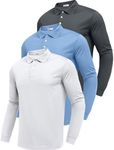 PINSPARK Long Sleeve Polo Shirts for Men Moisture Wicking Men's Golf Shirts Dry Fit Work Hiking Casual Collared Shirt