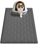 Pieviev Silicone Cat Litter Trapping Mat, 34''x22'' Large Cat Litter Mat, Easy to Clean & Soft on Kitty Paws, Waterproof Kitty Litter Pads for Indoor Cats, Dark Grey