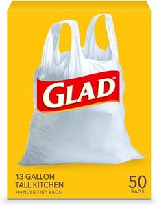 Glad Bolsas de basura, bolsas de basura altas con asa de cocina, bolsa de basura blanca de 13 galones, 50 unidades (el paquete puede variar)