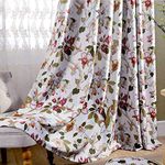 MYRU 2 Panels Set Retro Flower Curtains for Bedroom Eyelet Bird Curtains for Living Room (2 x 66x72 Inch)