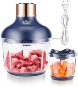 Bear 0.6l+2L Picadora de Alimentos,Clase de 2 Velocidades, Trituradora de Cocina Eléctrica, Trituradora de 300w, con 4 Cuchillas de Acero Inoxidable y Picadora de Carne