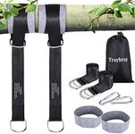 Traybray Swing Straps Hanging Kit Holds 1000KG, Heavy Duty Hammock Straps 150cm With 2pcs Carabiner Hooks & D-rings, 2pcs Tree Protector Mats, for Tree Swings and Garden Swings - Bonus Storage Bag