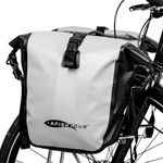 AFISHTOUR Waterproof Bike Pannier - 15L Saddle Bag for Bicycles Rear Rack - Bike Bag for Grocery, Laptop (Grey, 1 PCS)