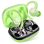 Jesebang Wireless Earbuds, Bluetooth 5.3 Headphones, 2024 Wireless Earphones HiFi Stereo Sound with ENC Mic, Sport Headsets in Ear EarHooks for Running, 40H Dual LED Display, IP7, Fresh Green