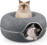 Dratal Cat Tunnel Bed, Cat Tunnels for Indoor Cats Large, Cat Cave, Cat Hideaway Folded Cat Donut Tunnel, Detachable Round Felt & Washable Interior Cat House (24 inch) (DT-01)