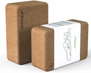 Trideer Cork Yoga Blocks, 2 Pack Natural Cork Block, High Density Yoga Bricks with Non Slip Surface, Eco-Friendly Yoga Accessories for Women, Ideal for Yoga, General Fitness, Pilates, Stretching, Toning Workouts, 9''*6''*3''