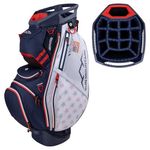 Sun Mountain 2025 C-130 14 Way Golf Bag with Full-Length Dividers and 11 Pockets for Ultimate Convenience - Lightweight Golf Cart Bag with Cart Strap Pass-Through Ideal for Golf Carts - Navy White Red