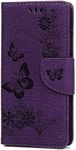 Skyhewen Motorola Moto E22 Case, Moto E22i Case Wallet Flip Shockproof Floral Butterfly PU Leather Phone Case Magnet Stand Card Holder Silicone Bumper Case Cover for Motorola Moto E22/ E22i, Purple