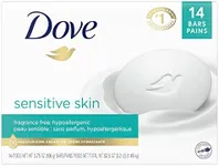 Dove Beauty Bar More Moisturizing Than Bar Soap for Softer Skin, Fragrance-Free, Hypoallergenic Beauty Bar Sensitive Skin With Gentle Cleanser 3.75 oz, 14 Bars