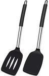 Pack of 2 Silicone Spatula Turner, Non Stick Slotted Kitchen Spatulas, Heat Resistant BPA Free Cooking Spatula Turner, Silicone Solid Spatulas for Eggs Pancakes Baking Frying