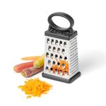 Starfrit Stainless Steel 4-Sided Hand Grater - 7.3'' - Coarse, Medium, Fine Grating and Zesting - Non-Skid Base