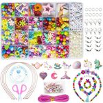 WONDERFORU Beads for Jewellery Making Kit for Kids Girls, 800pcs Alphabet DIY Pop Beads for Making Necklace Bracelet Ring, Art Craft Friendship Bracelet Necklaces Making Kit for Children Kids