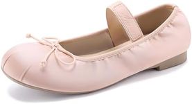 Athlefit Ballet Flats Shoes for Women Mary Janes Ballerina Cute Dressy Round Toe Comfort Slip On Barefoot Flat Dress Shoes Pink Sardine Size 8.5