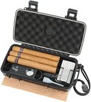 Travel Cigar Humidor Box Case with Cigar Accessories &Spanish Cedar &Humidifier &Cigar Cutter & Cigar Stand &Cigar Punch CutterHold4-5 Count -Cigar Waterproof Case, Crushproof, Airtight Seal Portable,