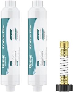 QNINE Camper RV Water Filter with Hose Protector, Inline Water Filter Reduces Chlorine, Bad Taste, Odor, Ideal for Garden Hose, Camping, Car Washing, Certified, 2-Pack