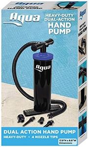 Aqua Double Quick, Heavy Duty Air Pump for Inflatables, Air Mattresses, Sports Balls, Dual-Action Hand Pump, 4 Nozzle Attachments, Black
