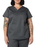 Amazon Essentials Women's Classic Fit V-Neck Short Sleeve Scrub Top (Available in Plus Size), Charcoal, L