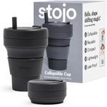 STOJO Collapsible Travel Cup - Reusable To-Go Pocket Size Silicone Bottle for Hot and Cold Drinks - Perfect for Camping - Microwave & Dishwasher Safe (Carbon, 24 Ounce (Pack of 1))